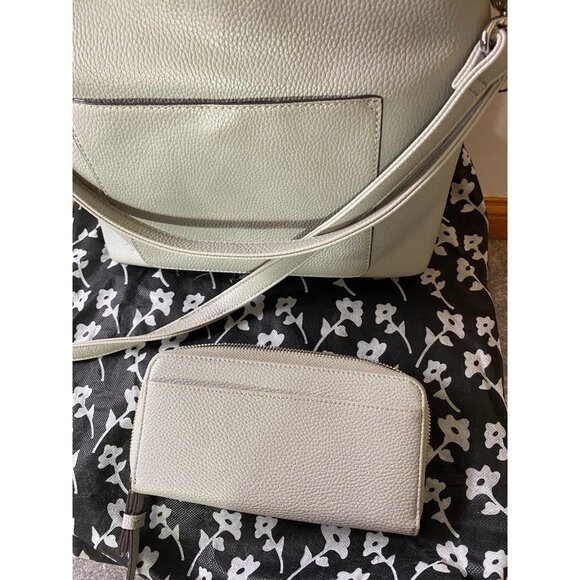 Jenna Kator Purse Bag & Wallet Gray Pebbled Vegan Leather Shoulder Crossbody - Picture 2 of 14